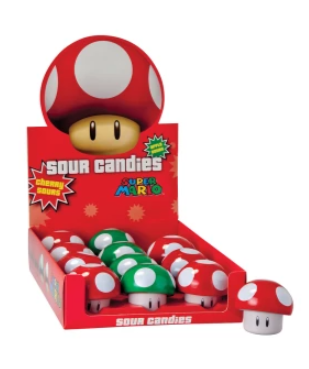 Super Mario Mushroom Sour Candies Tin 1oz 12ct